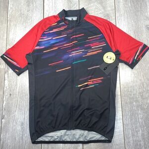 Sugoi Evolution Zap Jersey Mens Large Black Red Reflective Cycling Shirt NEW